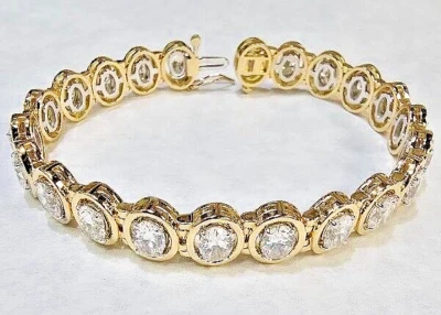 Brazalete Tenis Diamantes Forma Ovalada 11 quilates Oro 18k Dos Tonos Certificado GIA.  E-F VVS Foto 1 de 4