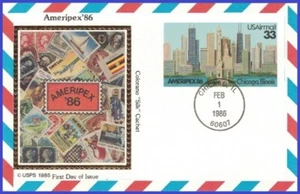 USA3 #UXC23 U/A SEDA COLORIDO FDC horizonte de Chicago - Imagen 1 de 1