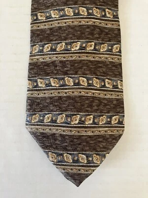 Corbata para hombre Oscar de la Renta azul seda gris tostado satinado hecha en EE. UU. Foto 1 de 4