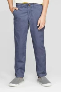 Boys' Stretch Chino Straight Fit Pants in Blue - Cat & Jack™, Size 7 - Picture 1 of 3