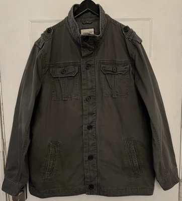 Old Navy Men's 3XLT Military Style Cargo Charcoal Gray Jacket Zip and Button Up - Image 1 of 4