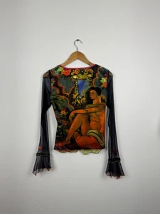 Vintage Y2K Jean Paul Gaultier Style Japanese Mesh All Printed Top Graphic Print - Picture 1 of 14
