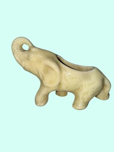 Estatuilla de elefante de cerámica vintage maceta en esmalte marfil - Imagen 1 de 5