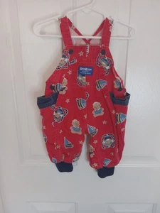 Vintage Osh Kosh B’Gosh Red Sailor Bear Nautical Overalls Kids Baby 6/9Months - Picture 1 of 14