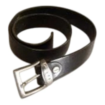 Cinto de couro LEE feito na Itália preto 4cm de largura vintage usado - Imagem 1 de 4