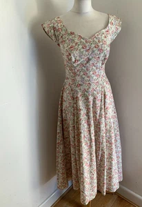Heather Christine fit & flare midi dress UK 8 VGC floral print pattern vintage - Picture 1 of 10