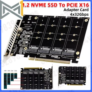 4 Port M.2 NVME SSD to PCIE X16 Adapter Card 4X32Gbps Support 2230/2242/2260/228 - Bild 1 von 6