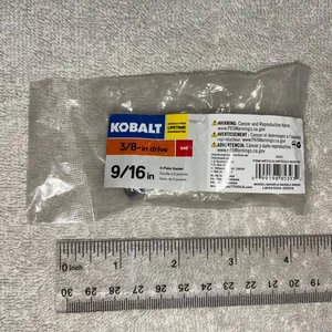 KOBALT 3/8" Drive Shallow Socket - 6 Point - SAE 9/16 Chrome Red Stripe - Picture 1 of 2