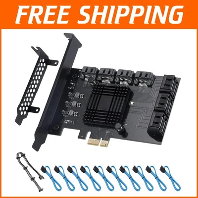 Advanced 10-Port SATA Controller Card with RAID and Cooling for Peak Performance - Image 1 of 4