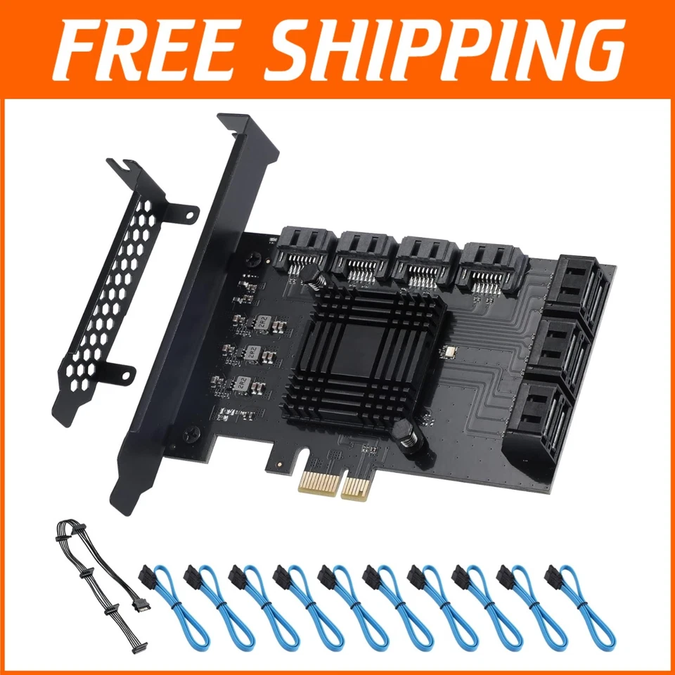 Advanced 10-Port SATA Controller Card with RAID and Cooling for Peak Performance - Image 1 of 4