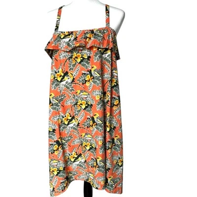 PATAGONIA PATALOHA NWT Girl's XXL Organic Cotton Orange Yellow Bird Floral Dress - Image 1 of 4