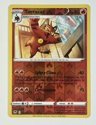 Pokémon TCG - Torracat - 031/195 - 2022 SWSH - Silver Tempest En - Reverse Holo - Image 1 of 3