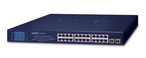 PLANET GSW-2620VHP 24x Gigabit PoE+ 2x SFP Unmanaged Switch 300W Budget 1U Rack - Picture 1 of 3