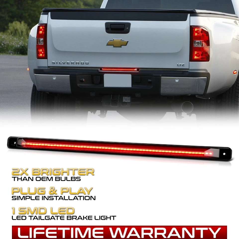 Rear Smoked LED Brake Light Lamp Strip For 2001-2014 Silverado Sierra Dually - Imagem 1 de 4