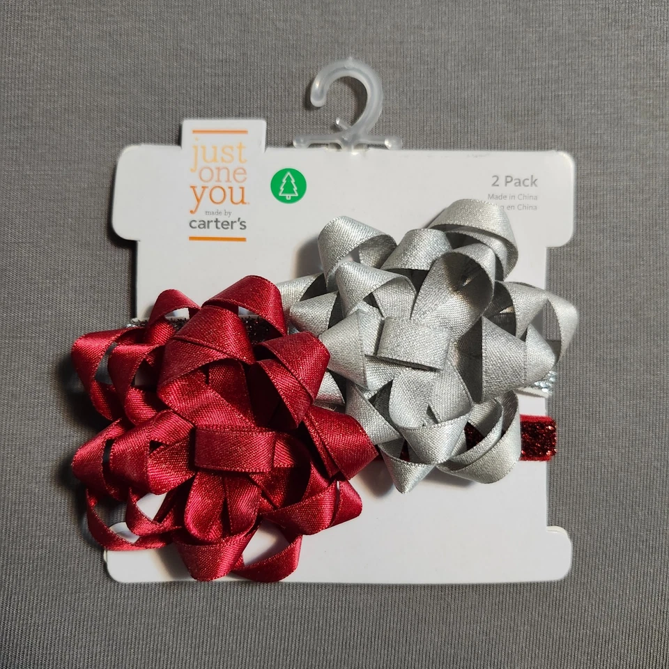 NUEVA Diadema Carter's Just One You Baby (Juego de 2) Navidad/Vacaciones Rojo/Plateado Foto 1 de 2