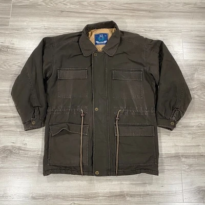 Vintage Members Only Jacket Mens Medium Brown Canvas Barn Chore Coat Vest Lining - Image 1 of 4
