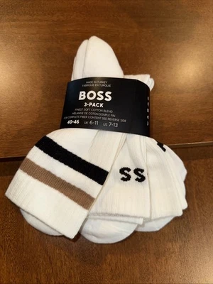 Hugo Boss- QS  Rib Stripe Socks - 3 Pairs - O/S - Large (US 7-13 / EU 40-46) - Image 1 of 4