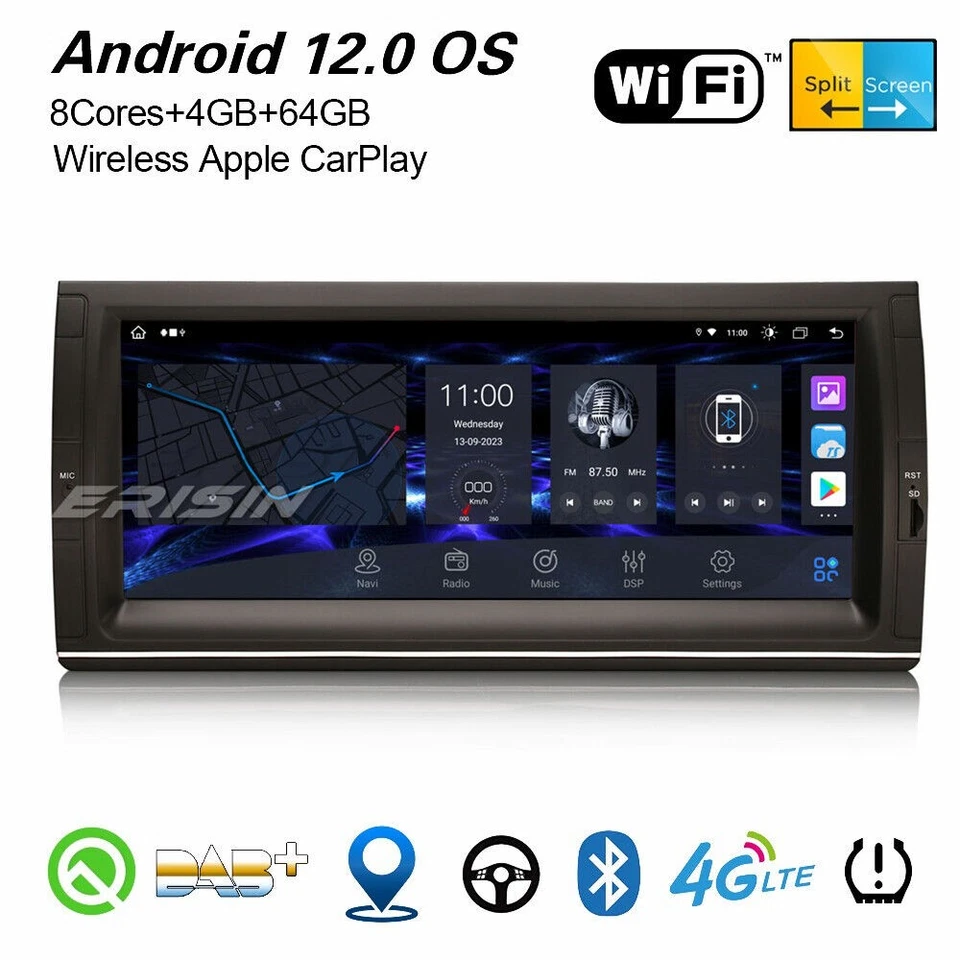10,25" IPS 8-Kern 4GB+64GB Android 14 BMW X5 E53 Autoradio DAB+ CarPlay DSP Navi - Bild 1 von 1
