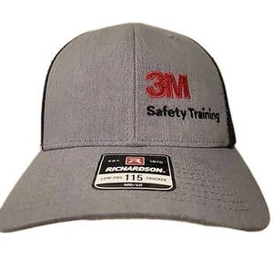 3M Safery Training Trucker Mesh Hat Cap Adjustable Snapback New Gray Black Emb - Picture 1 of 8