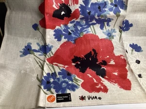 VTG NOS LINEN VERA NEUMANN KITCHEN TOWEL 16 1/2” X 29” POPPIES & BLUE FLORAL TAG - Picture 1 of 7