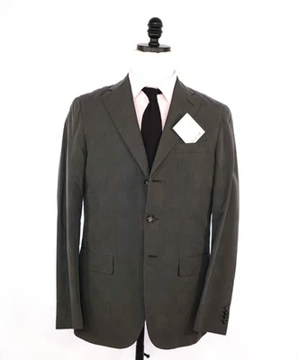 $2,000 Caruso Grey Plaid COTTON/SILK 2/3-Btn Roll Lapel Suit 38R - Image 1 of 4