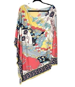 Donna Morgan Vintage One Shoulder Poncho Kleid 14 asymmetrisch Stretch hell groovy - Bild 1 von 9
