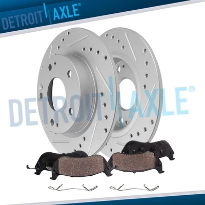 Rotores de freno ranurados perforados traseros pastillas de freno de cerámica para Honda Civic 2016-2022 Foto 1 de 4