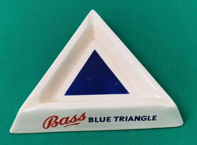 Rare Vintage BASS Blue Triangle Beer Advertising Ashtray TC Green Man Cave Bar - Image 1 of 4