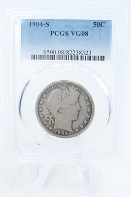 1904-S PCGS VG08 Barber Half Dollar Business Strike 50C - Image 1 of 2