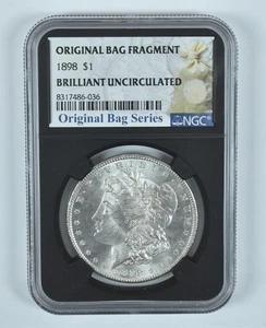 1898 Morgan Silver Dollar Original Bag Fragment BU NGC *3979 - Picture 1 of 5