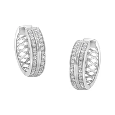 1/2 Cttw Diamond 10K White Gold Hoop Earrings - Image 1 of 4