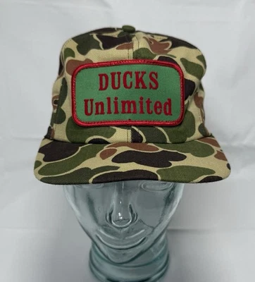 De colección Patos Ilimitado Camuflaje Parche Camuflaje Sombrero Ajustado Gorra Caza Años 80 Talla S Foto 1 de 4