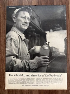 Pan-American Coffee Bureau Print Ad Design On Schedule Time For A Break Trains - Picture 1 of 9