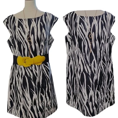 (617) Vestido midi sin mangas estampado geométrico Signature by Robbie Bee talla grande 18W Foto 1 de 4