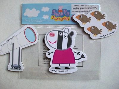 PEPPA PIG PEPPA/PEPPER PIG ZOE ZEBRA BIRD WATCHING Fridge Magnets - Kids Party Bag Filler
