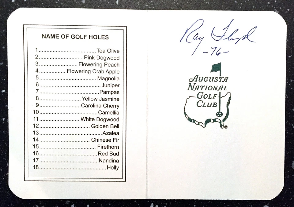 Masters Champion Raymond Floyd Signed Masters Scorecard 1 COA - Image 1 of 1