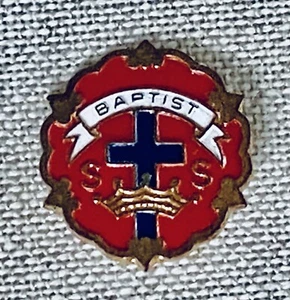 1960's Baptist Church Sunday School Cross & Crown S S Lapel Pin - Picture 1 of 5
