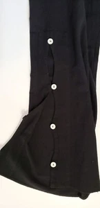 Soft Surroundings Black Flare Full Length Pant Wide Leg Side Button Sz TL Cotton - Picture 1 of 9
