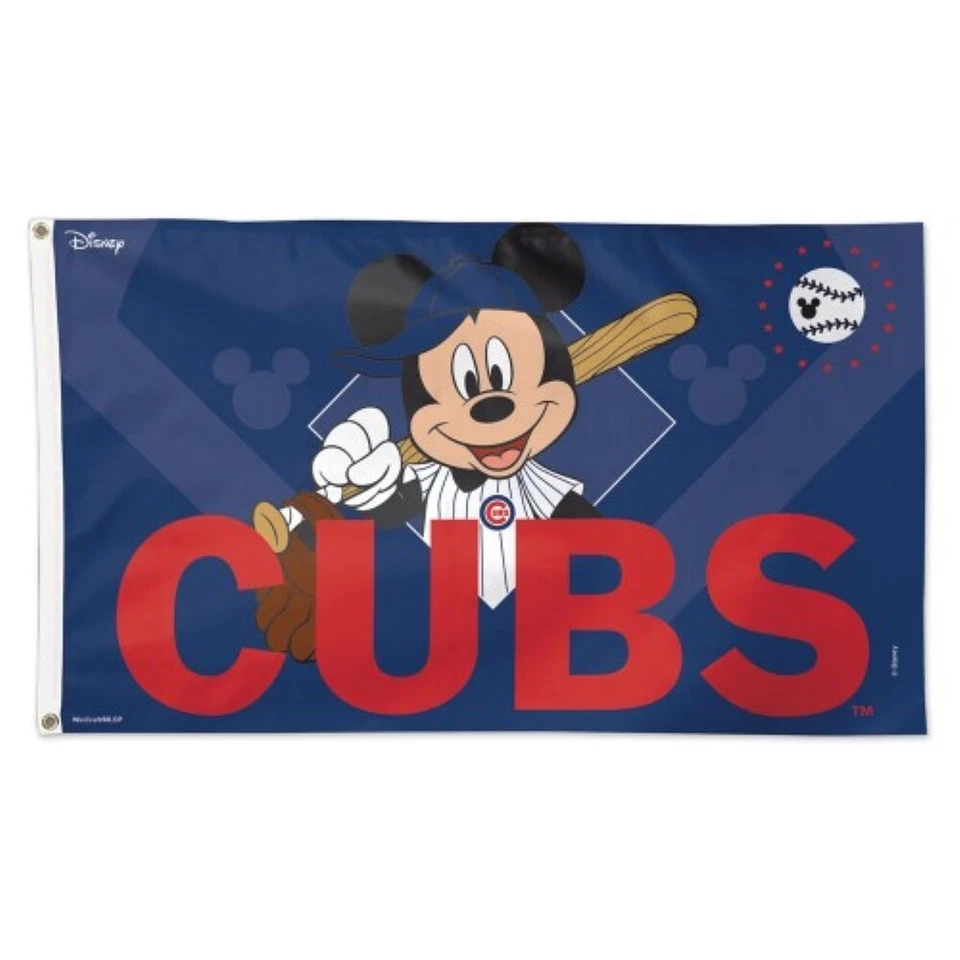 CHICAGO CUBS MICKEY MOUSE DISNEY 3'X5' DELUXE FLAG NEW WINCRAFT 👀⚾ - Image 1 of 1