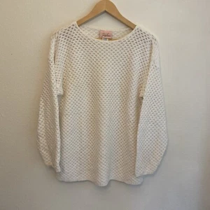 Jaclyn Smith Medium Women's Cream Open Knit Crochet Sweater Long Sleeve - Picture 1 of 12