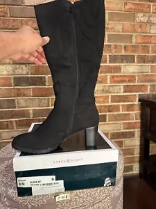 Karen Scott Women’s Knee-High Boots Side Zip Detail Block Heel Black Size 9M - Picture 1 of 2