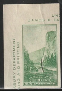 #751 Farley 1c Yosemite National Park UL Corner Margin Single, Tiny Cancel - Picture 1 of 1