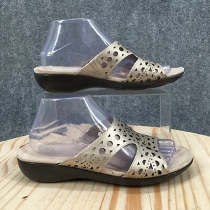 Croft & Barrow Sandals Womens 8.5 Faris Slide Gold Faux Leather Metallic Slip On - Picture 1 of 16