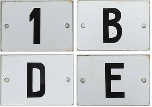 Alte Französische Hausnummer 1 Buchstabe B D E Tür Torschild Plakette Stahl Emailschild - Bild 1 von 5