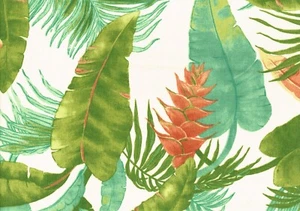 5 Yds Mill Creek Fabric  Cream Green Salmon  Indoor/Outdoor  Drapery Upholstery - Picture 1 of 2