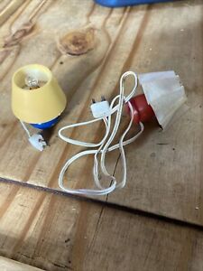 2 Vintage Dollhouse Miniature Table Electric Lamp Untested