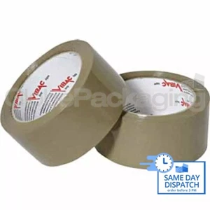 6 Rolls Of VIBAC X-Strong LOW NOISE Brown Packing Packaging Tape Code 828M - Picture 1 of 7