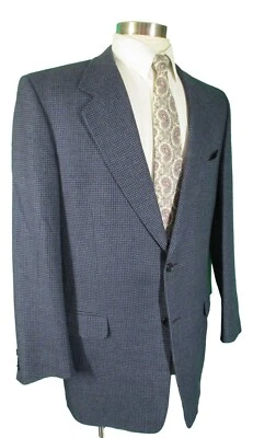 Casaco esportivo masculino Canali Proposta xadrez azul 2 BTN LÃ CASHMERE 44L Itália - Imagem 1 de 4