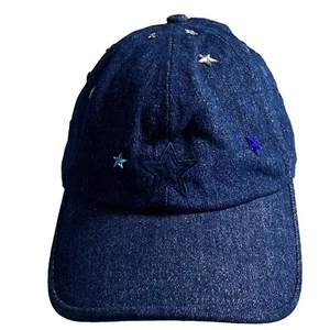 Faded Glory Erwachsene Denim Mütze Kappe mit glänzenden blau & silbernen Sternen Schiebeband - Bild 1 von 9