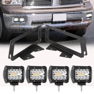 4X 6-Modes 4" Flash LED Fog Light +Bumper Bracket For 10-17 Dodge Ram 2500/3500 - Picture 1 of 12